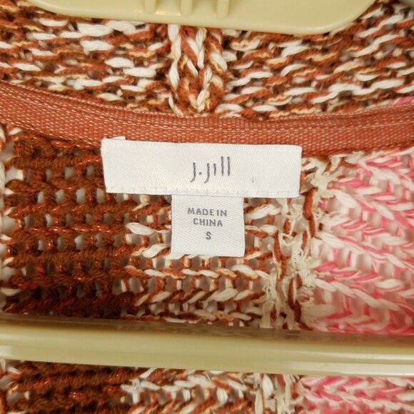 J Jill Women Sweater S Multicolor Knit Striped Open Cardigan Drop Shoulder - Picture 3 of 7